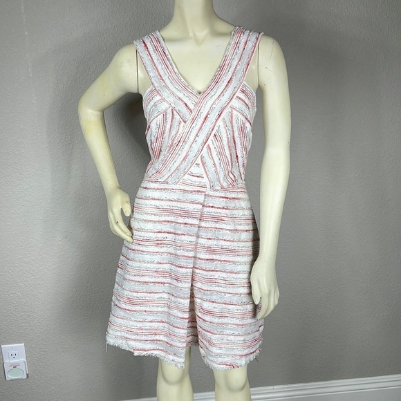 W118 by Walter Baker Mini Dress Tweed Candy Stripe Side Cut Out Sleeveless Sz M - Picture 3 of 12